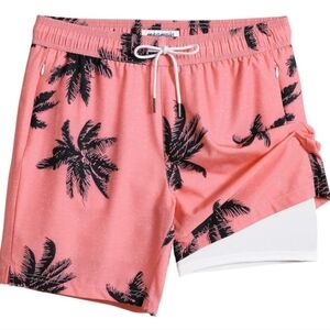 NWOT MAAMGIC Pink Palm Tree Print Men Shorts
